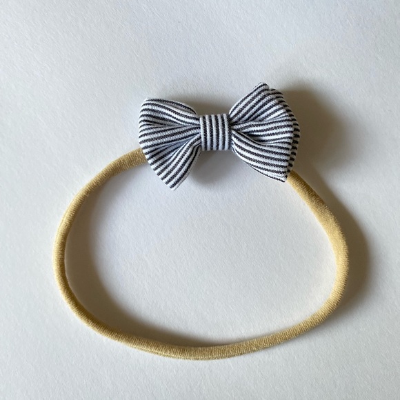 FREE - Nautical Navy Stripe Bow Headband for Babies Toddlers Girls - Picture 2 of 2